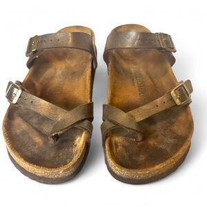 Birkenstock | Women’s Brown Leather Sandals with Buckles | 39 (8)